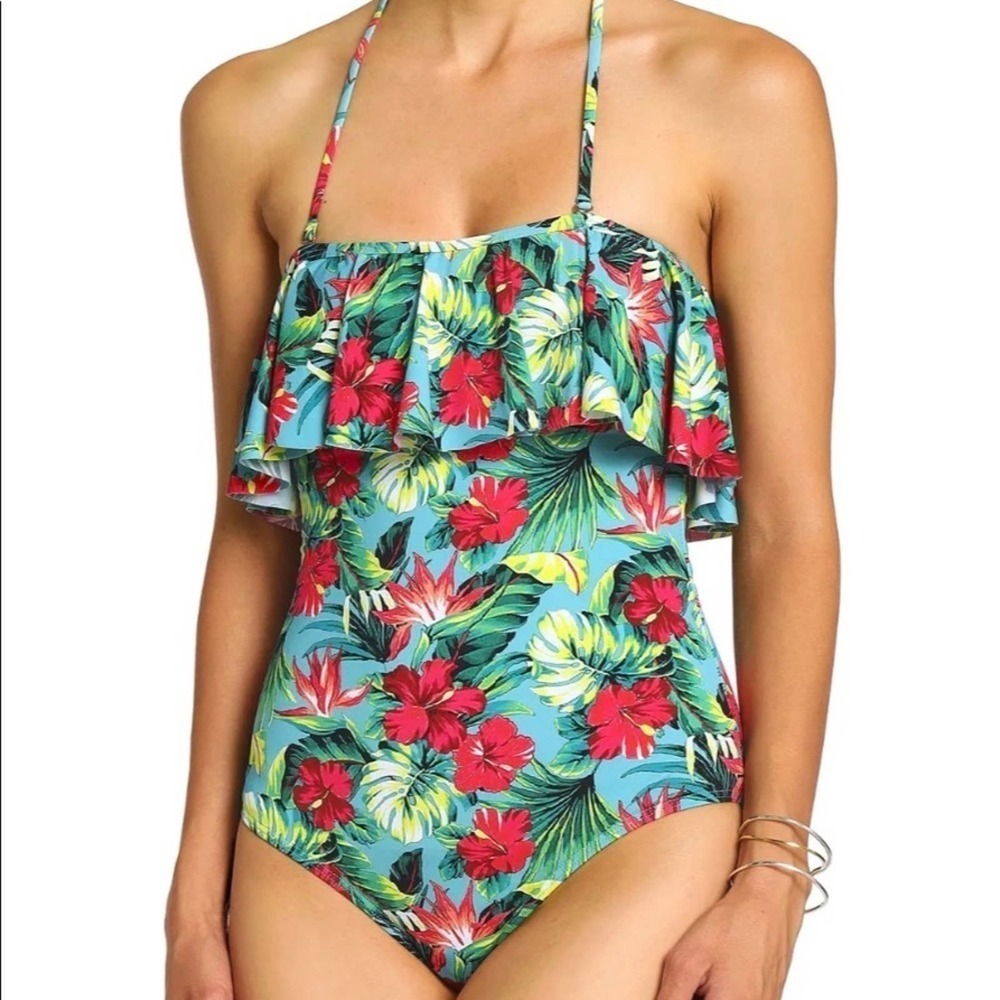 Tart Collection Ruffled Floral Swimsuit Medium